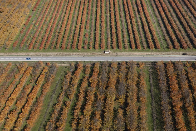 FRANCE - Provence - Bouches-du-Rhône - La vallée de la Durance en automne. Vues aériennes de la vallée de la Durance. Voir le reportage sur Divergence-Images