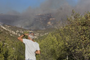 France, Bouches-du-Rhône (13), Marseille, incendie dans les calanques le 5 septembre 2016 au départ de Luminy entre Marseille et Cassis sur plus de 300 ha.