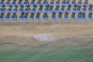 France, Var (83), presqu'ile de Saint-Tropez, commune de Ramatuelle, plages de Pampelonne (vue aerienne)