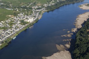 France, Maine-et-Loire (49), Montsoreau, château sur les bords de  Loire  (vue aérienne)