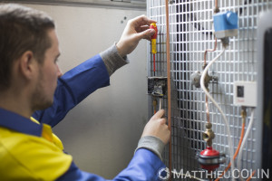 France, Alpes-Maritimes (06), Antibes,   CFA BTP, Centre de Formation d Apprentis Bâtiment Travaux Publics d'Antibes, filière fluide, installation thermique, climatiseur