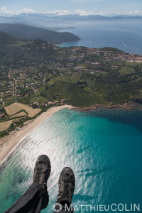 France. Corse du Sud (2A), golfe de Peru, commune de Cargèse, plage de Peru et pointe de Cargese  (vue aérienne)