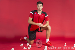 France, Bouches-du-Rhône (13), Fos-sur-Mer,   portrait de Toma Junior Popov,  joueur de Badminton, Yonex
