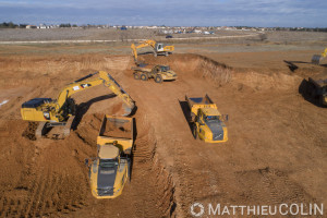 France, Gard (30), Garons, Zac de Mitra, site Campus, plateforme logistique Nexximmo, Colas Midi Méditerranée (vue aérienne)