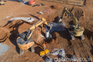 France, Gard (30), Garons, Zac de Mitra, site Campus, plateforme logistique Nexximmo, Colas Midi Méditerranée (vue aérienne)