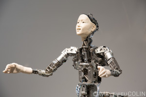 Japon, île de Honshu, région de Kanto, Tokyo, quartier de Odaiba, Miraikan, musée national des sciences émergentes et de l'innovation, robot parlant humanoïde