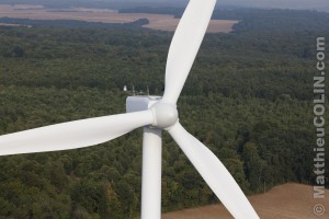 France, Meuse (55) parc éolien de Bonnet-Houdelaincourt. 18 éoliennes Vestas V90 de 125m de haut pour une puissance totale de 36 MW alimentent 33 000 personnes.