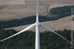 France, Meuse (55) parc éolien de Bonnet-Houdelaincourt. 18 éoliennes Vestas V90 de 125m de haut pour une puissance totale de 36 MW alimentent 33 000 personnes.