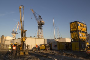 France, bouches-du-Rhône (13), La Ciotat, Port, chantiers navals, chantier de fondations spéciales,  Keller France