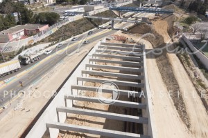 France, Bouches-du-Rhône (13), Marseille, Saint Jérôme, chantier de la rocade L2, Spie Batignolles (vue aérienne)