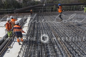 France, Bouches-du-Rhône, Marseille, travaux de la rocade L2 ou A507 contournement de 11 km reliant l'A7 à l'A50. Spie Batignolles, Sainte Marthe