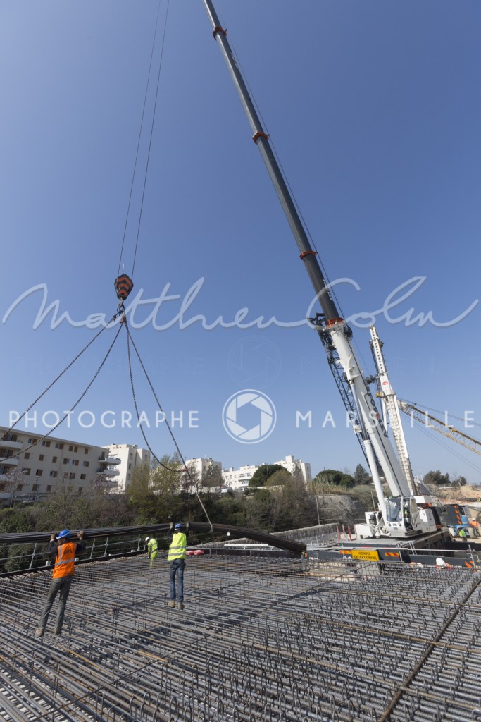France, Bouches-du-Rhône, Marseille, travaux de la rocade L2 ou A507 contournement de 11 km reliant l'A7 à l'A50