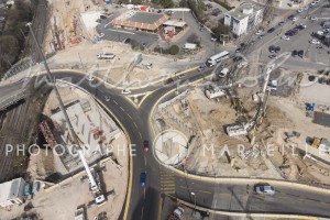 France, Bouches-du-Rhône (13), Marseille, Sainte Marthe, chantier de la rocade L2, Spie Batignolles (vue aérienne)