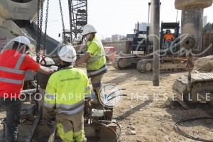 France, Bouches-du-Rhône, Marseille, travaux de la rocade L2 ou A507 contournement de 11 km reliant l'A7 à l'A50. Spie Batignolles, Saint Jérôme