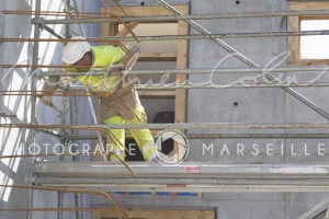 France, Bouches-du-Rhône, Marseille, travaux de la rocade L2 ou A507 contournement de 11 km reliant l'A7 à l'A50. Spie Batignolles, Sainte Marthe