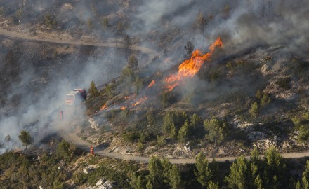 France, Bouches-du-Rhône (13), Marseille, incendie dans les calanques le 5 septembre 2016 au départ de Luminy entre Marseille et Cassis sur plus de 300 ha.