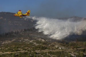 France, Bouches-du-Rhône (13), Marseille, incendie dans les calanques le 5 septembre 2016 au départ de Luminy entre Marseille et Cassis sur plus de 300 ha. Canadair