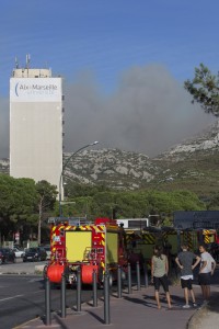 France, Bouches-du-Rhône (13), Marseille, incendie dans les calanques le 5 septembre 2016 au départ de la faculté de Luminy  entre Marseille et Cassis sur plus de 300 ha.