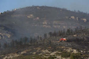 France, Bouches-du-Rhône (13), Marseille, incendie dans les calanques le 5 septembre 2016 au départ de Luminy entre Marseille et Cassis sur plus de 300 ha.