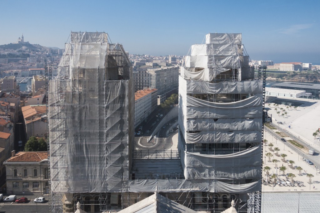 Marseille, cathédrale de la Major en rénovation, échaffaudage Altrad Plettac Mefran (vue aérienne)