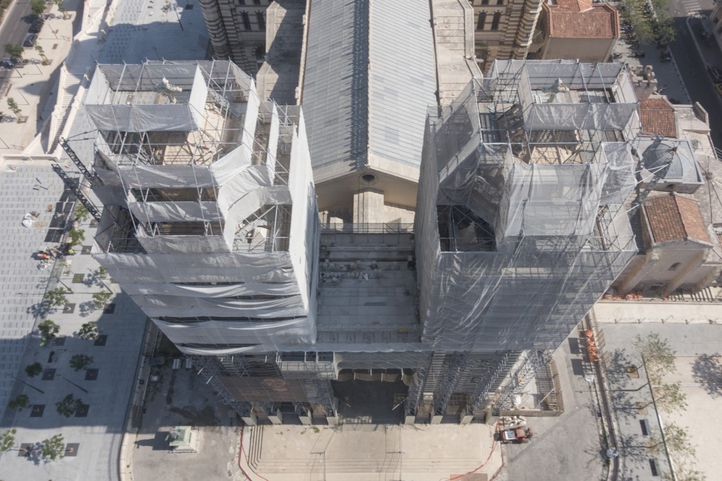 Marseille, cathédrale de la Major en rénovation, échaffaudage Altrad Plettac Mefran (vue aérienne)