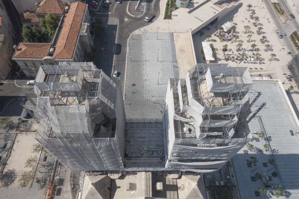 Marseille, cathédrale de la Major en rénovation, échaffaudage Altrad Plettac Mefran (vue aérienne)
