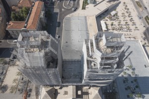 France, Bouches-du-Rhône (13),  Marseille, cathédrale de la Major en rénovation, échaffaudage Altrad Plettac Mefran (vue aérienne)