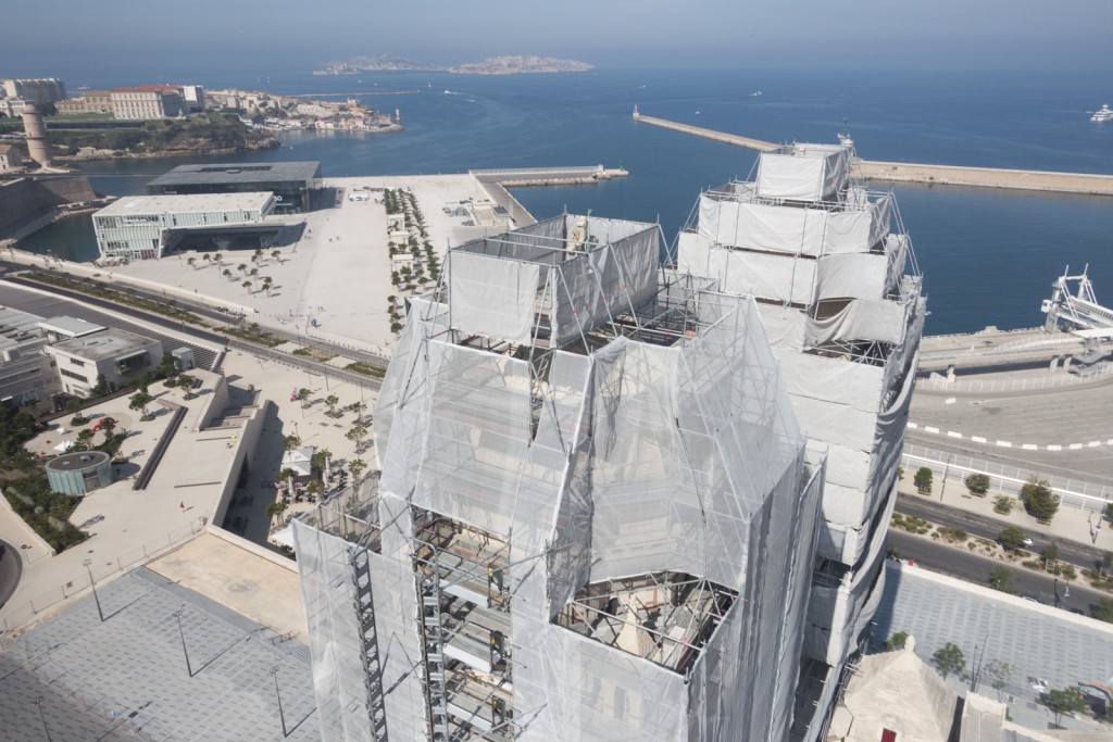 Marseille, cathédrale de la Major en rénovation, échaffaudage Altrad Plettac Mefran (vue aérienne)