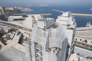 France, Bouches-du-Rhône (13),  Marseille, cathédrale de la Major en rénovation, échaffaudage Altrad Plettac Mefran (vue aérienne)