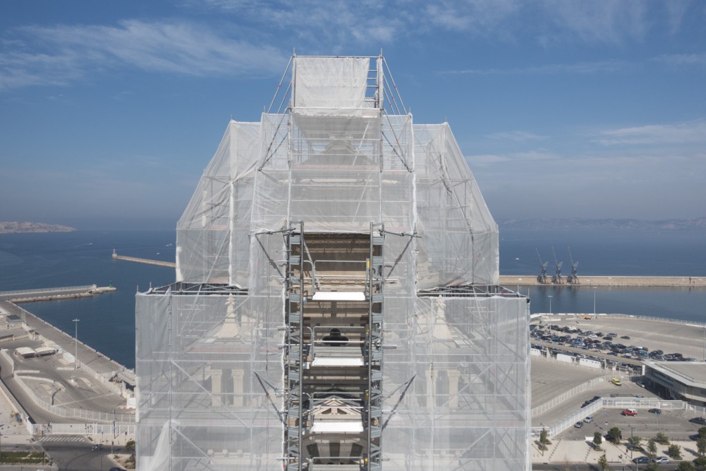 Marseille, cathédrale de la Major en rénovation, échaffaudage Altrad Plettac Mefran (vue aérienne)