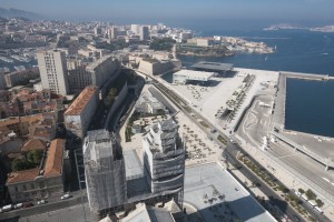 France, Bouches-du-Rhône (13),  Marseille, cathédrale de la Major en rénovation, échaffaudage Altrad Plettac Mefran (vue aérienne)