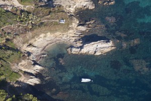 France, Var (83), presqu'ile de Saint-Tropez, commune de Ramatuelle, plages de Pampelonne, Bonne Terrasse près de Cap Camarat (vue aerienne)