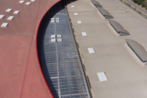 France, Var (83), La Garde, société Transfix du groupe Cahors, toit de verre Everlite, vue aérienne