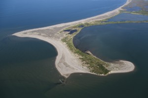 france, Bouches-du-Rhône (13), parc naturel régional de Camargue, Salin de Giraud, embouchure du Rhône, plage d'Arles ou de Piémanson (vue aérienne)