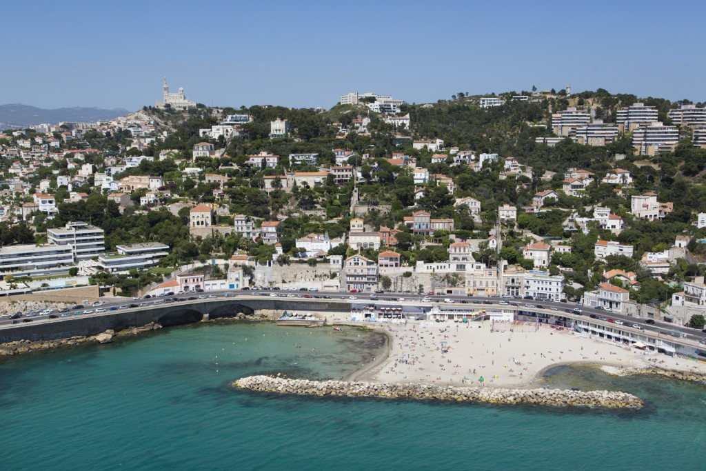 Marseille, 8 ème arrondissement, quartier du Roucas Blanc, la corniche du président Kennedy, Plage du Prophète