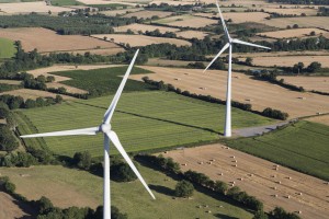 France, Maine-et-Loire (49), Valanjou, champs d'éoliennes (vue aérienne)
