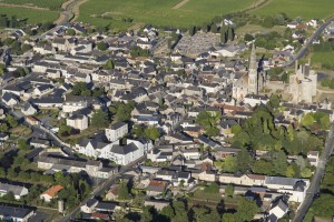 France, Maine-et-Loire (49), Terrangou, Martigné-Briand, château,  AOC coteaux-du-Layon (vue aérienne)