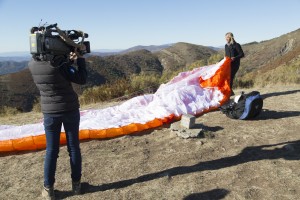 France, Alpes-de-Haute-Provence (04), Dignes-les-Bains, tournage de l'émission chroniques méditerranéennes avec la présentatrice Nathalie Simon