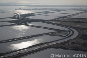 France, Gard (30), Camargue, salins d'Aigues- Mortes, Salins du Midi  (vue aérienne)