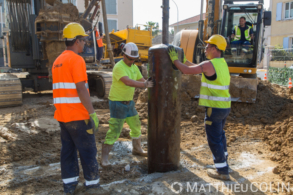 France, Var (83), Saint Tropez, chantier Keller, fondations spéciales