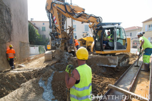 France, Var (83), Saint Tropez, chantier Keller, fondations spéciales