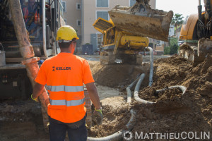 France, Var (83), Saint Tropez, chantier Keller, fondations spéciales