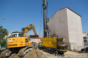 France, Var (83), Saint Tropez, chantier Keller, fondations spéciales