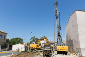 France, Var (83), Saint Tropez, chantier Keller, fondations spéciales