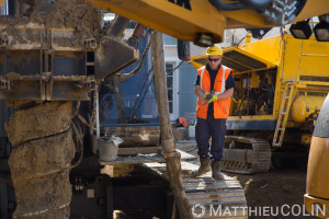 France, Var (83), Saint Tropez, chantier Keller, fondations spéciales