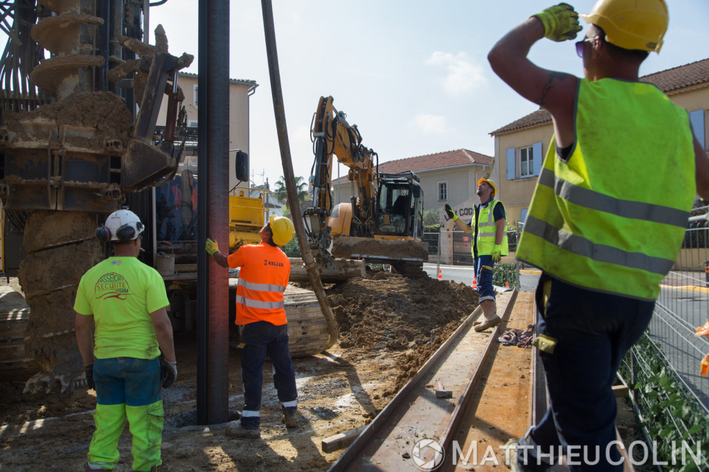 France, Var (83), Saint Tropez, chantier Keller, fondations spéciales