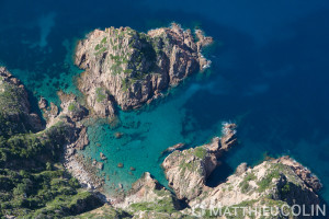 France. Corse du Sud (2A), commune  de Piana, golfe de Topiti, Castellacciu (vue aérienne)