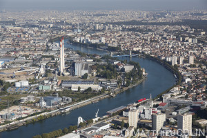 France, Val de Marne (94), Alfortville, centrale électrique, la Seine (vue aérienne)