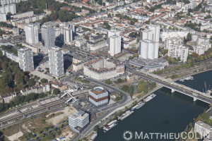 France, Val de Marne (94), Choisy le Roi, quartier de la Gare, la Seine (vue aérienne)