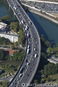 France, Val de Marne (94), Choisy le Roi, la Seine, autoroute A86 (vue aérienne)